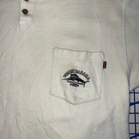 Tommy Bahama Polo Shirt Men's M White Ribbed Bungalow Brand Relax - Picture 4 of 7
